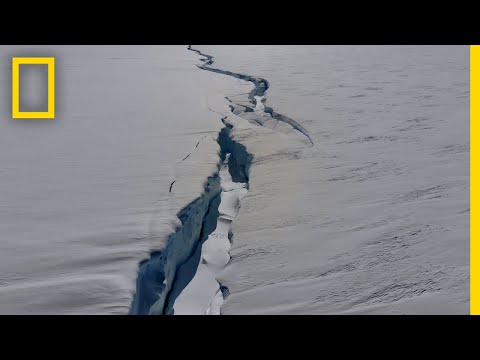 Crack Splitting an Antarctic Ice Shelf In Two | National Geographic