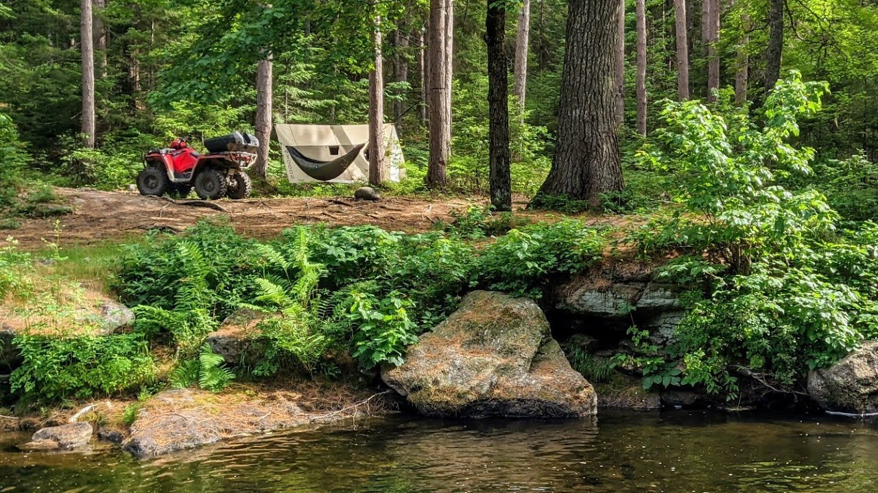 Solo Hammock Camping in a Remote Area - Campfire Cooking, ATV Camping