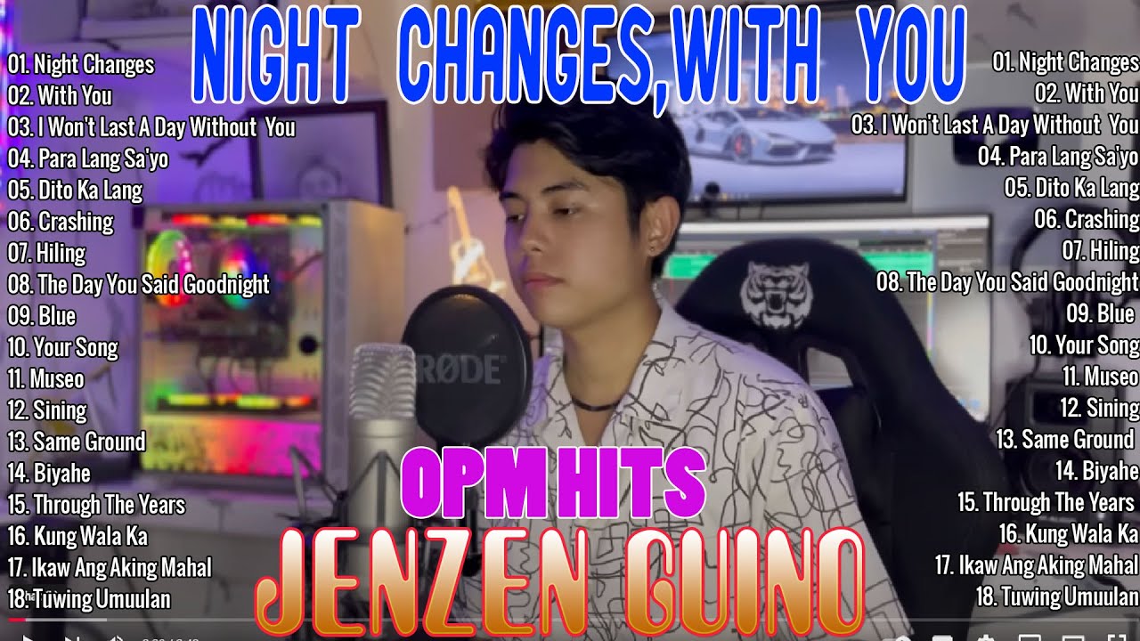 Night Changes,With You💥Jenzen Guino Cover Playlist 2024✅Top 20 New Trending OPM Hugot Love Songs