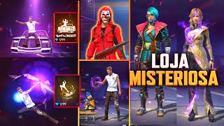 LOJA MISTERIOSA, EVENTOS MAIS BARATOS NO FREE FIRE? NOVAS SKINS, NOVIDADES FREE FIRE