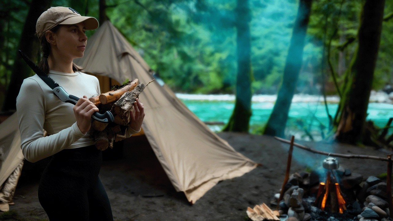 Alone in the Wild | Solo Camping, Shelter, Campfire and Dinner by a ...