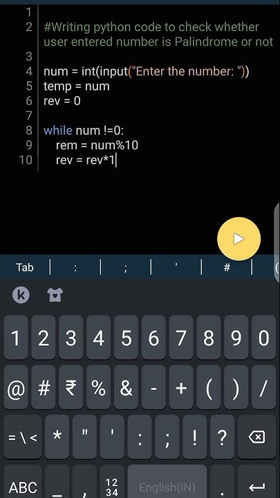 Python code for Palindrome numbers || #coding #python #palindromenumber ...