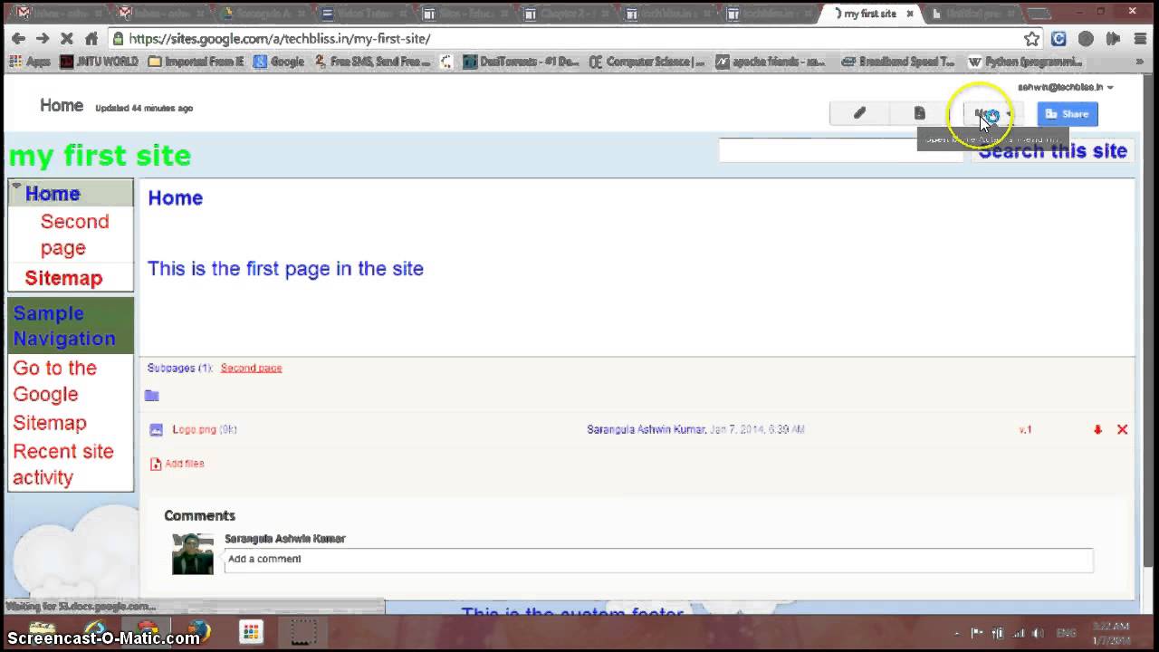 Edit Site Settings in Google Sites