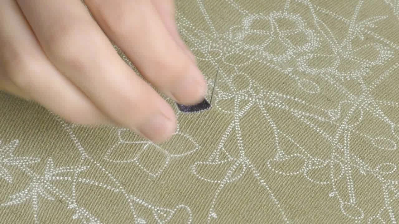 日本刺繍の技法　斜めぬいきり
