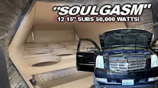 Soulgasm BASS Build 12 15&quot; Subs &quot;50,000 sum-odd watts&quot; 6th Order Bandpass Wall As Caged As it Gets!