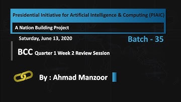 Batch 35 BCC Q1 Week 2 Review Session  by Ahmad Manzoor  Saturday at 02:00 PM (PST)