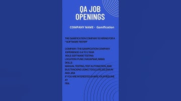QA JOB OPENING FOR MANUAL TESTING #testing #education #automationtesting #selenium #manualtest