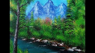 Easy Landscape Acrylic painting demo time lapse....