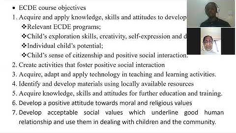 Part 1: E.C.D.E course objectives