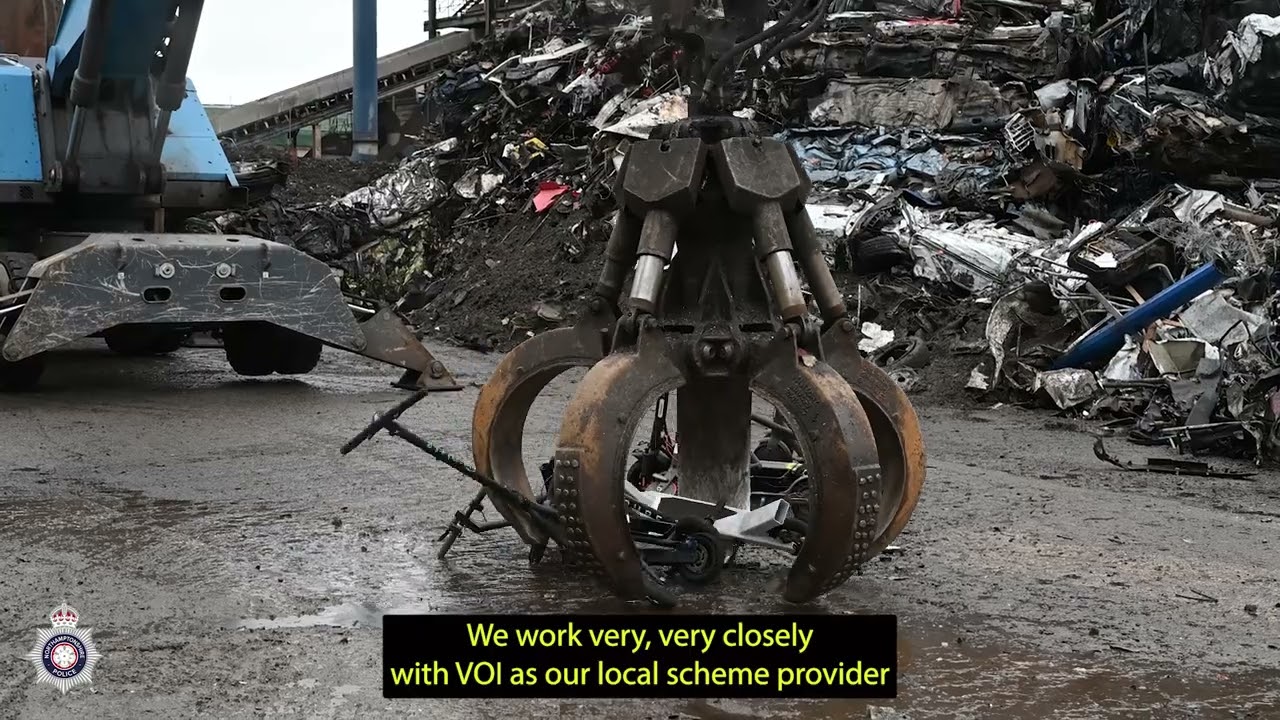 Seized e-scooters crushed by Northamptonshire Police