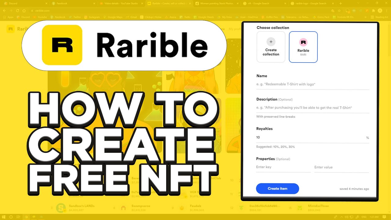 How to Create a FREE NFT on Rarible | Step by Step - YouTube