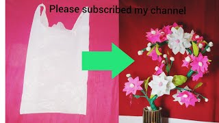 Flower making with plastic carry bag || plastic bag flower best of waste || DIY carry bag reuse IDEA