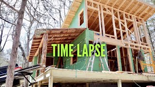 TIMELAPSE  Off Grid Shed Style Cabin Build with HYDRO POWER START TO FINISH