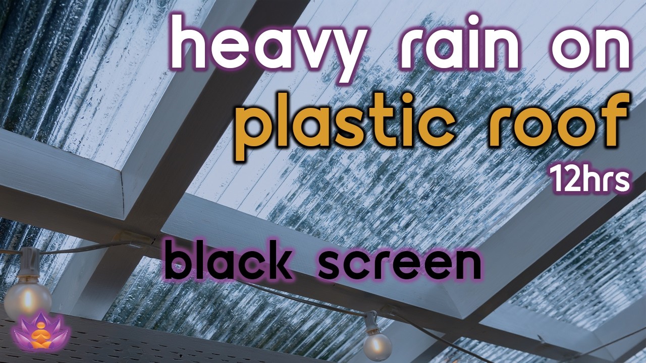 [Black Screen] Fall Asleep to Heavy Rain | Rain on Plastic Roof – No Thunder | Rain Sounds for Sleep