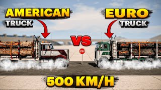 American Truck Vs EURO Truck 500 KM | Crash Test BeamNG Drive #beamngdrive