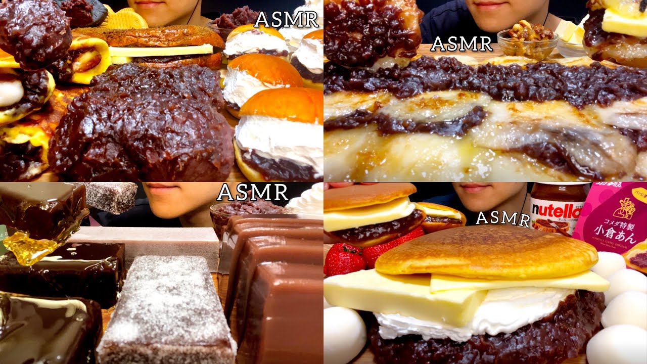 【咀嚼音まとめ】あんこスイーツ🫘〜粒あん〜揚げ餅〜羊羹〜どら焼き〜/ASMR/EatingSounds/Mukbang/먹방
