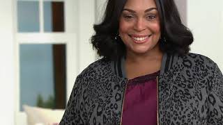 Du Jour Animal Bomber Jacket with Striped Rib Knit Trim on QVC