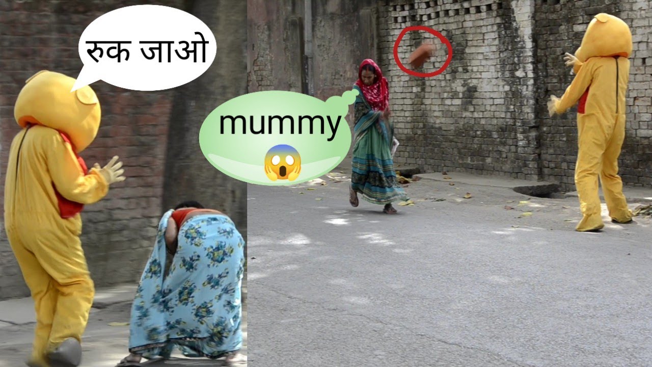 fake bricks throwing prank public place taddy bears part 2 