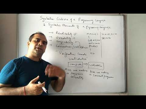 Principles of programming languages :syntatic criteria and syntatic elements