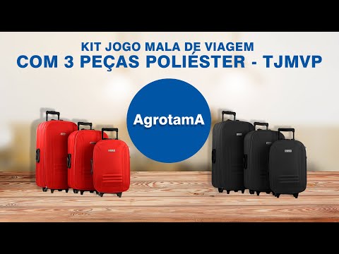 Vídeo de Kit Jogo Mala de Viagem com 3 Peças Poliéster - TJMVP