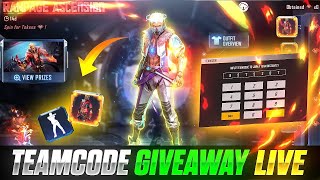 FREE FIRE LIVE GIVEAWAY CUSTOM ROOM | FF LIVE REDEEM CODE GIVEAWAY | TEAM CODE GIVEAWAY LIVE #FFLIVE