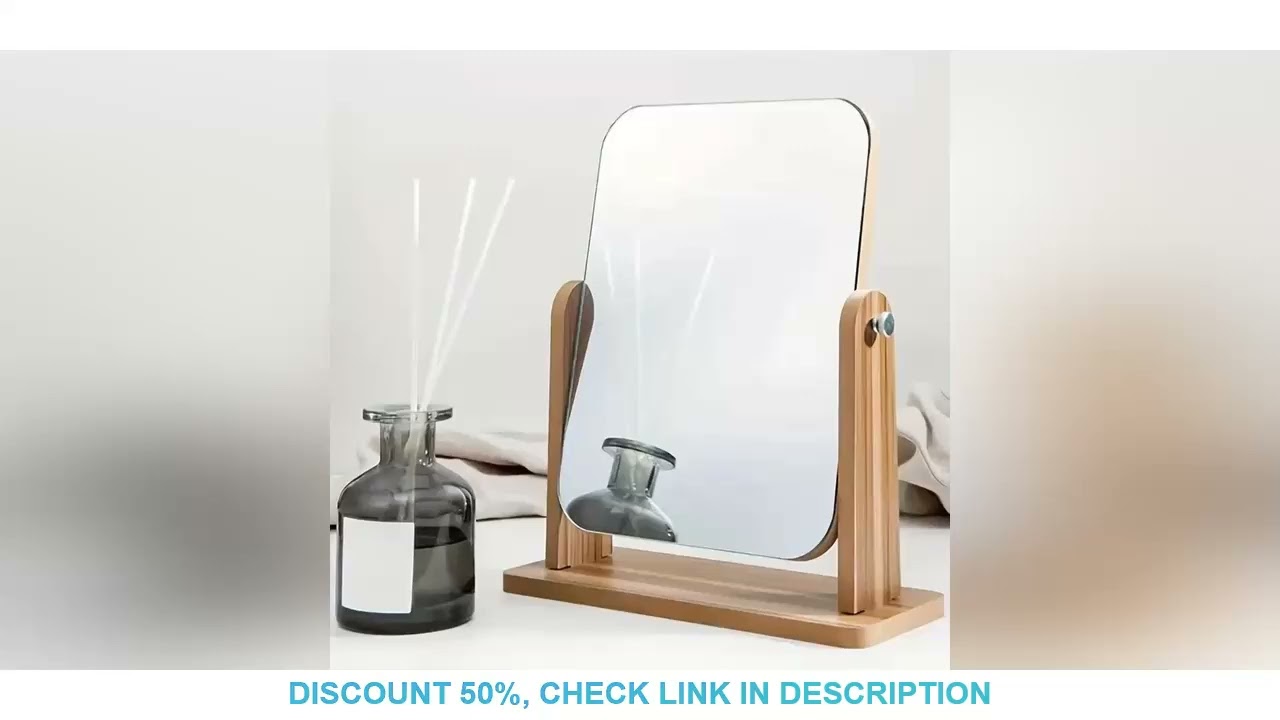 Elegant Wooden Rotating Makeup Mirror, Portable Vanity Mirror for Skincare & Makeup, Compact Bathroo