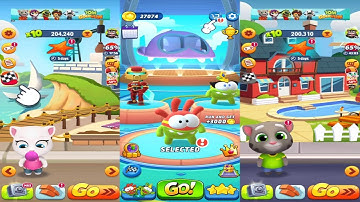 Om Nom Run vs Talking Tom Gold Run Tom and Angela