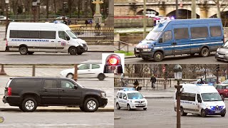 Police cars, Armored Chevy Suburban, Gendarmerie, Paris Fire Department Compilation with sirens