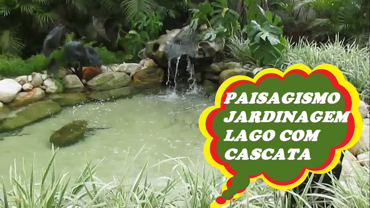 Paisagismo com lago e cascata de água em um predio de sp ... Cascata em lago ornamental