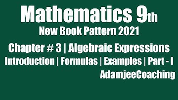 Exercise 3.1 Algebraic Expressions chap #3 | Introduction | Formula Part 1