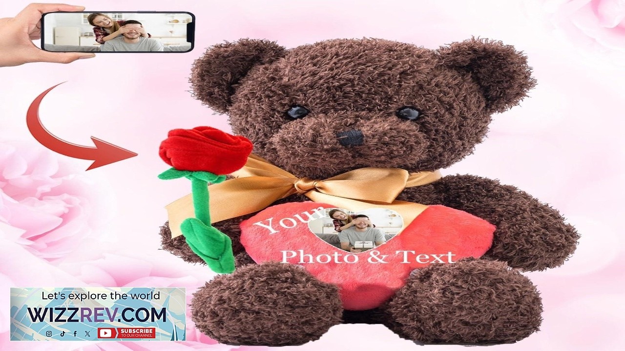 Personalized Teddy Bear with Photo and Custom Text on Heart Stuffed Animals