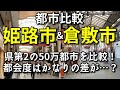 【隣県の第2の都市】兵庫県姫路市と岡山県倉敷市の中心市街地とデータを比較!【都市比較】