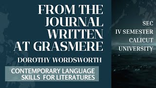From the Journal Written at Grasmere (Apr 15&16 1802) by Dorothy Wordsworth | SEC Fourth Semester