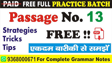 Passage No. 13 | Reading Comprehension Batch @UphaarClasses