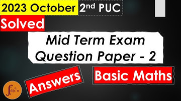 2nd PUC Basic Maths Solved Midterm Exam Question Paper 2023