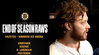 End of Season Raws: Swayman, Koepke, H. Lindholm, and Pastrnak