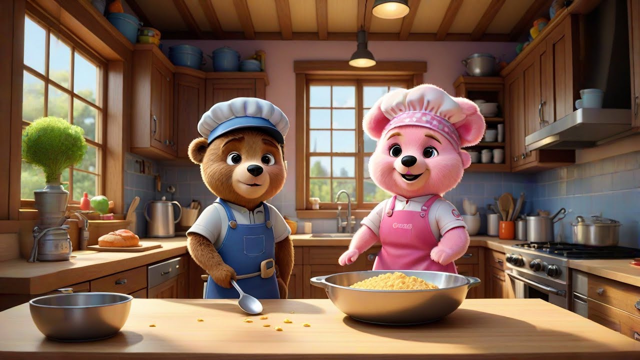 Three Tiny Teddies Bake a Cake | Fun Cooking Song for Kids | Counting & Baking Nursery Rhyme