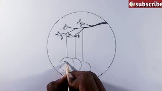 Circle drawing - easy circle drawing - easy pencil drawing - easy circle scenery - easy scenery