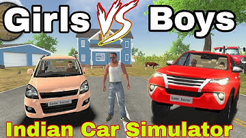 Girls Vs Boys Car Driving 🔥💯 || Indian Car Driving 🚗 @Gamebazar7 #indiancar#indiancarssimulator3d