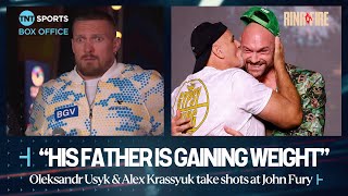 Oleksandr Usyk and his team take shots at Tyson Fury and John Fury 👀 😅 #RingOfFire 🇸🇦