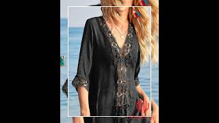 Lace Trim V-Neck Cover-Up