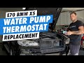 DIY how to replace water pump w/ thermostat on 2011-2013 bmw X6, X5 (E70,E71) Xdrive35i