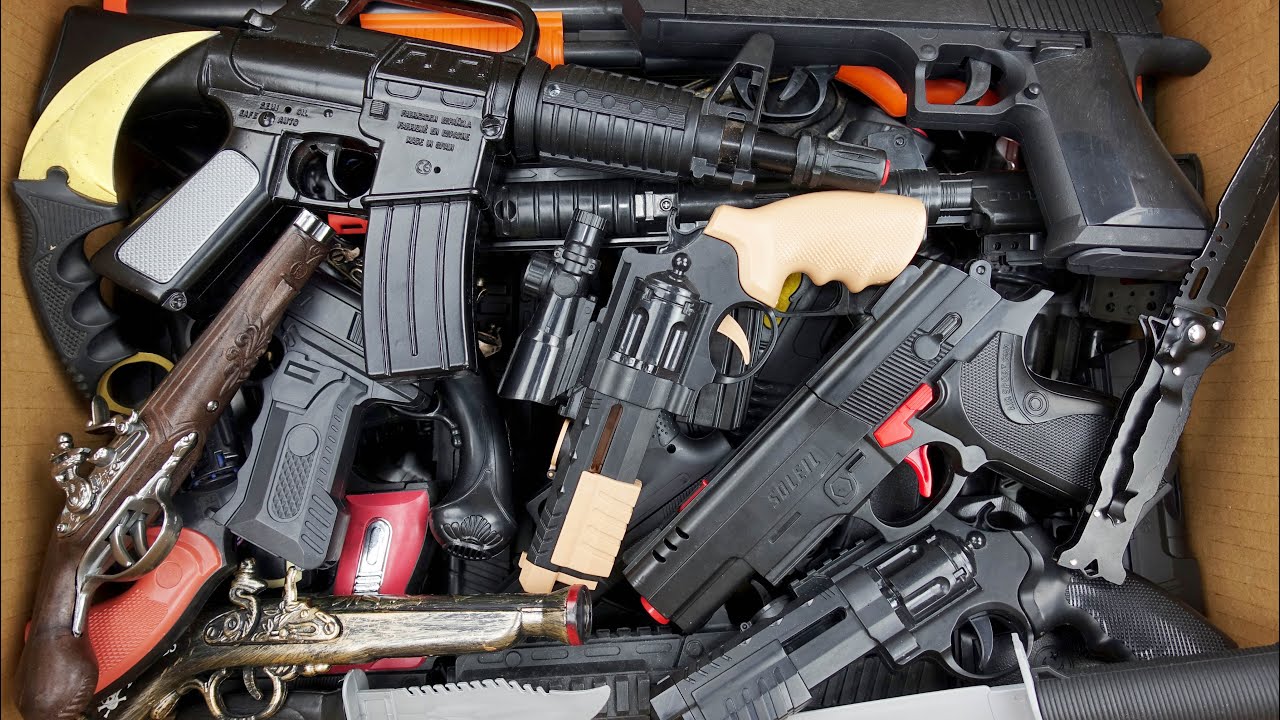 Giant Box Of Toys Guns Realistic Toy Rifles Military Guns Toys ...