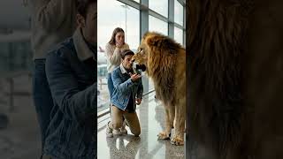 A lion saved the girl life #lion #ai #animal