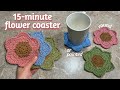 Quick Easy Crochet Flower Coaster Tutorial Beginner Friendly