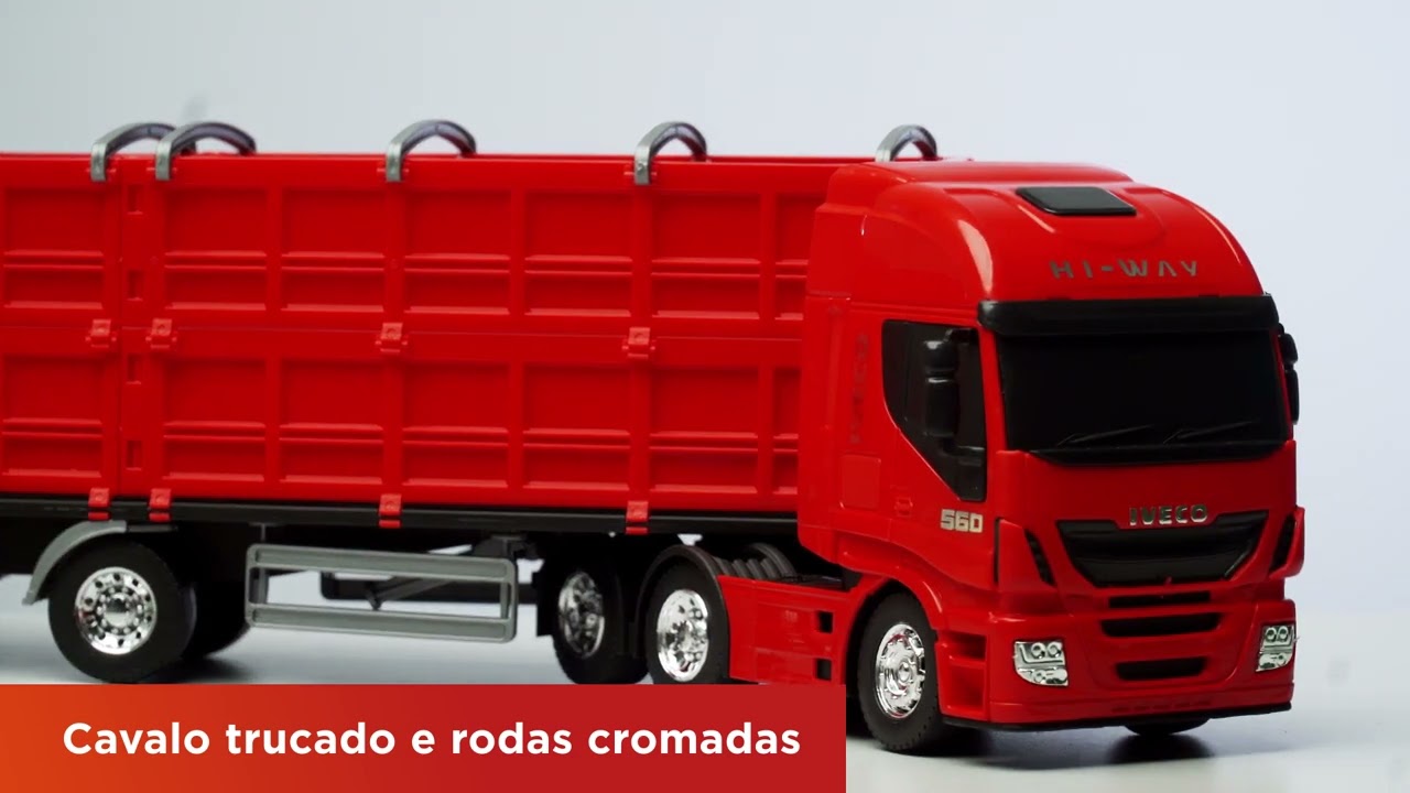 Caminhão De Brinquedo Carreta Caçamba Iveco Hi Way Miniatura