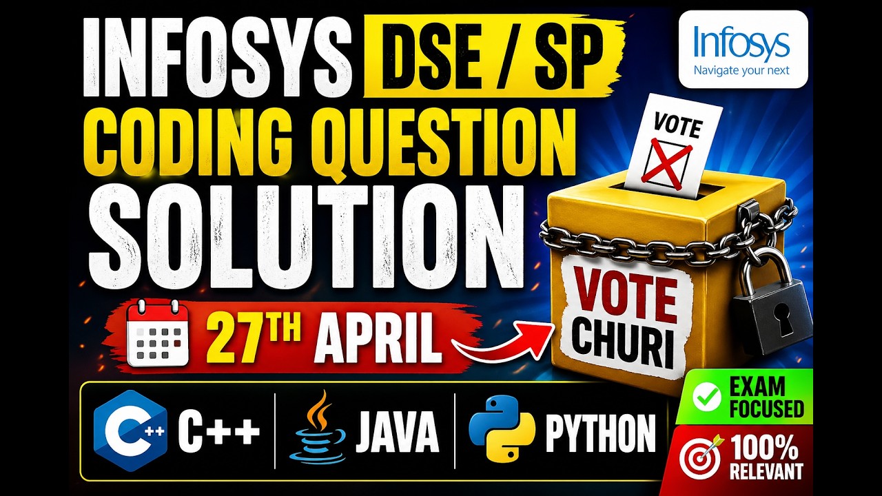 INFOSYS DSE/SP CODING QUESTION SOLUTION | 27 APRIL REAL EXAM “VOTE ...