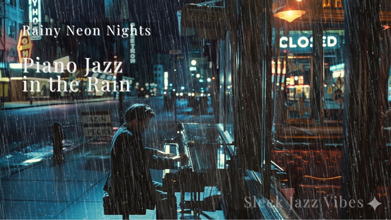 Джаз для фортепиано под неоновым дождём｜Сольное фортепиано в бурной американской ночи