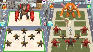Monster Kong vs Dinosaur 🦖 - Merge Apes vs Army 🪖, Monster A Godzilla vs Tank Master