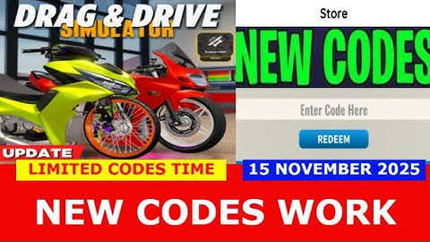 *NIEUWE CODES* (GROTE MODIFICATIE-UPDATE) Drag Drive Simulator ROBLOX | 15 november 2025